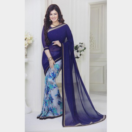 Vinay’s Soft Printed Georgette Sharee with all over rhine stone